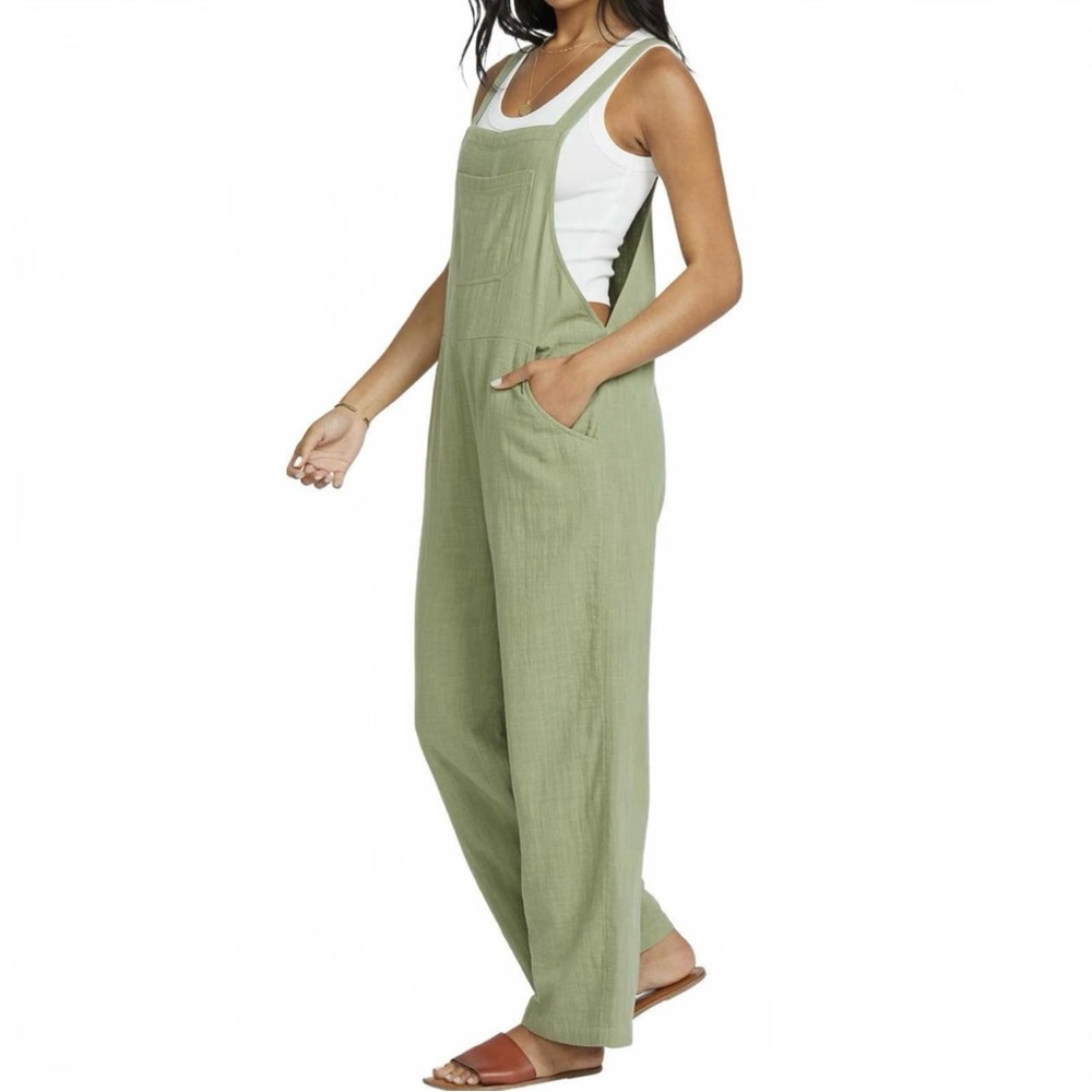 Billabong Pacific Time Jumpsuit Overall Women NWT Light Green Sea Moss Avocado